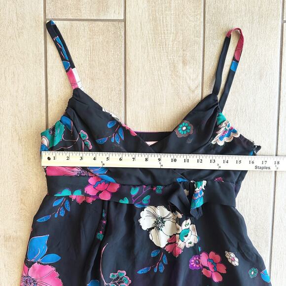 Bandolino Y2K Babydoll Top 8 Chiffon Asymmetrical Grunge Fairy Floral Whimsygoth - Picture 7 of 8